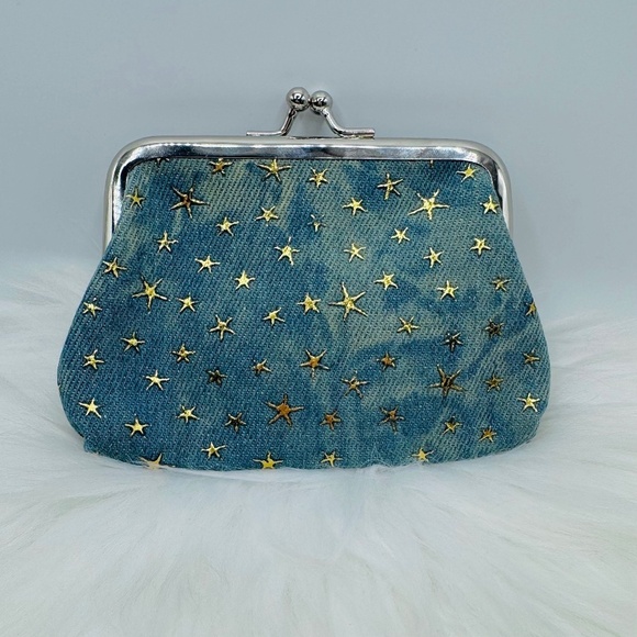Handbags - Star Print Blue Jean Coin Purse in light blue